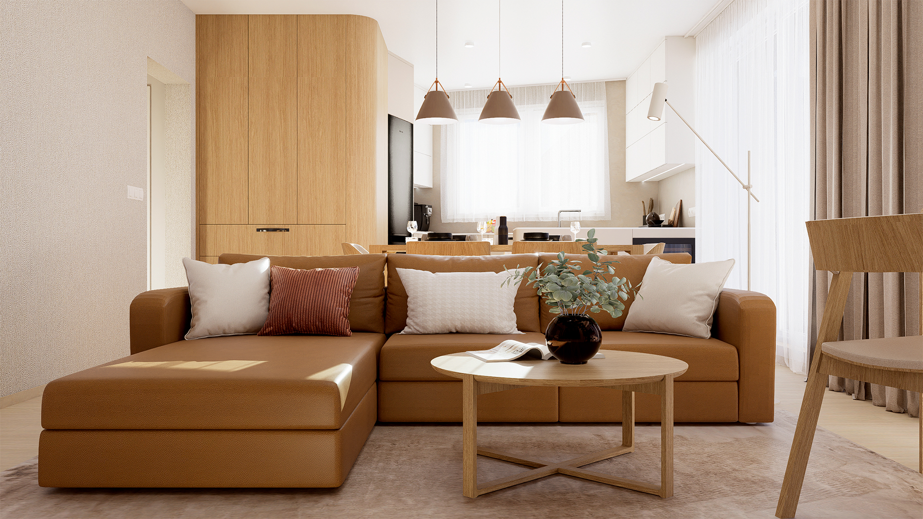 Interiér bytu 3kk v novostavbě – Praha, Vysočany